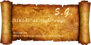 Siklódi Györgyi névjegykártya